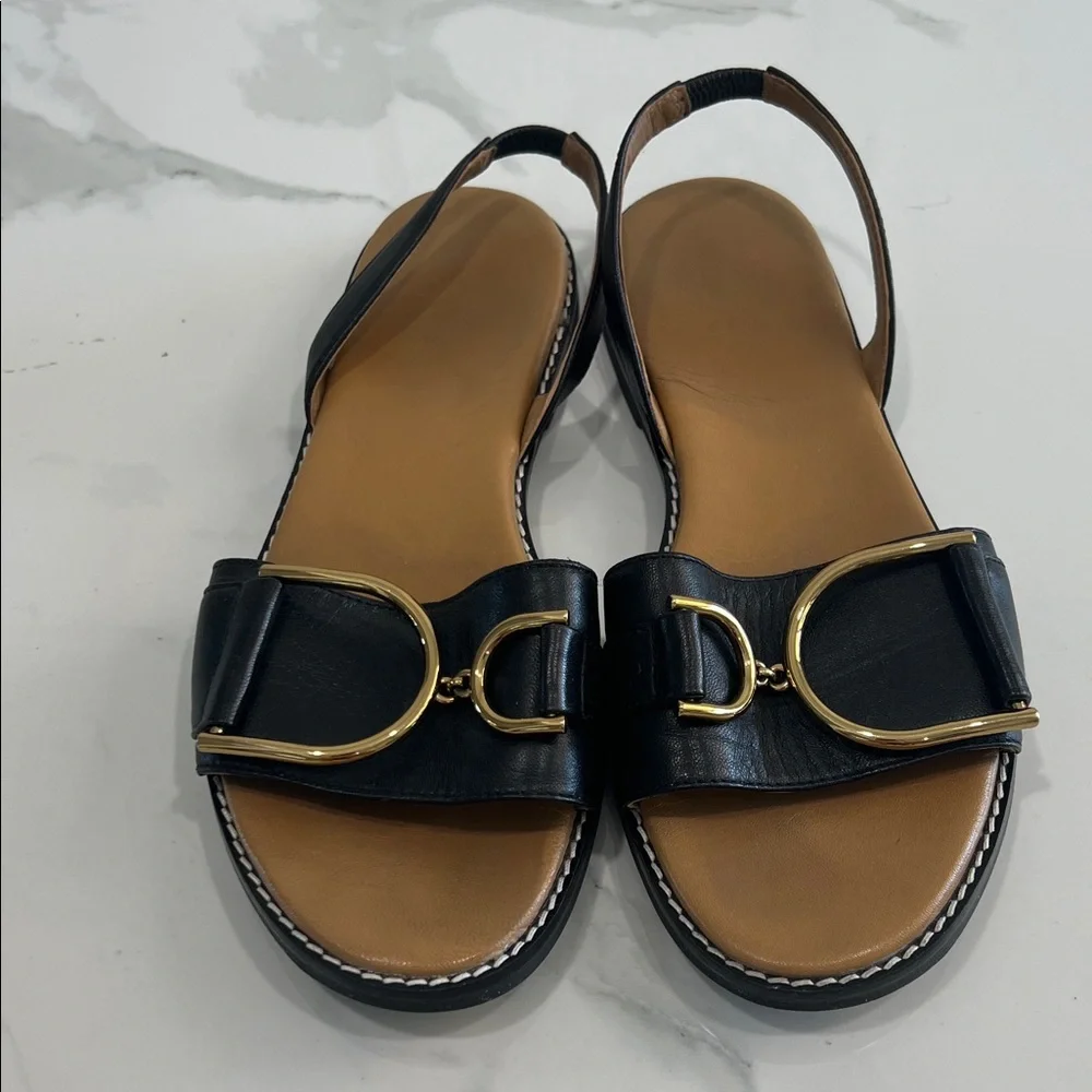 Geox Black Sandals with Gold Buckles - Picture 5 of 8